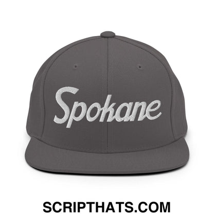 Spokane Script Snapback Hat Dark Grey