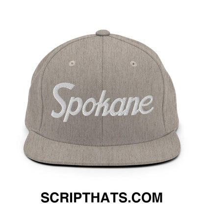 Spokane Script Snapback Hat Heather Grey