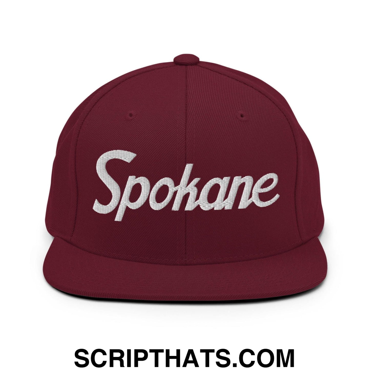 Spokane Script Snapback Hat Maroon