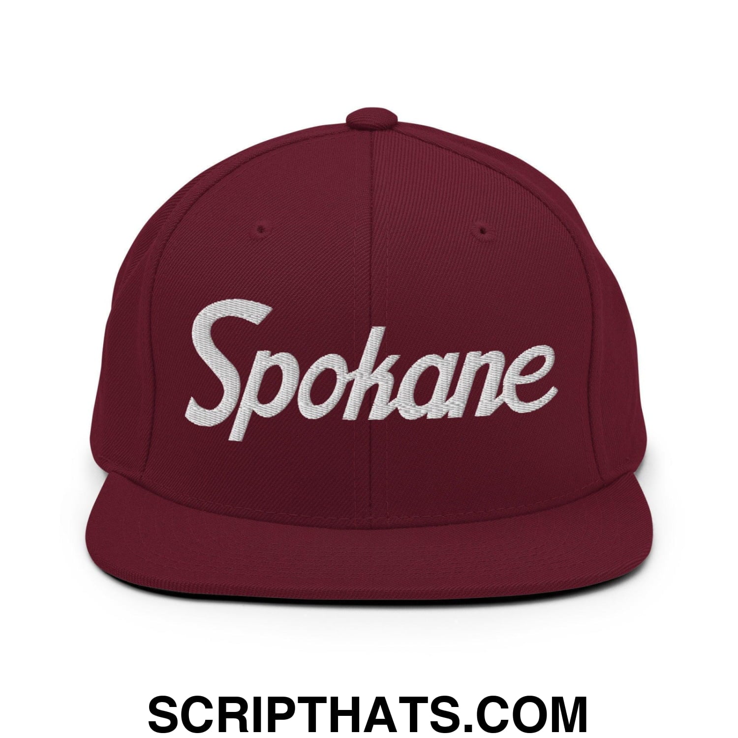 Spokane Script Snapback Hat Maroon