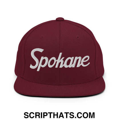 Spokane Script Snapback Hat Maroon