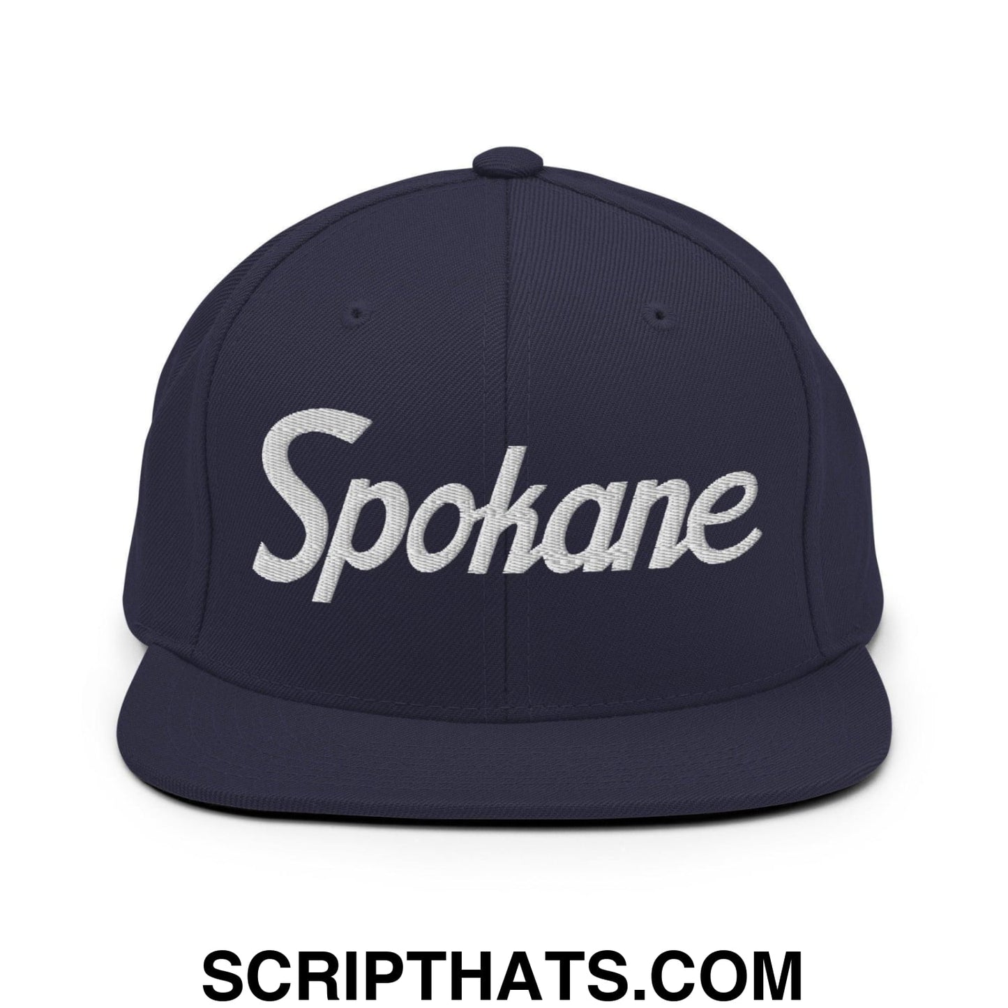 Spokane Script Snapback Hat Navy