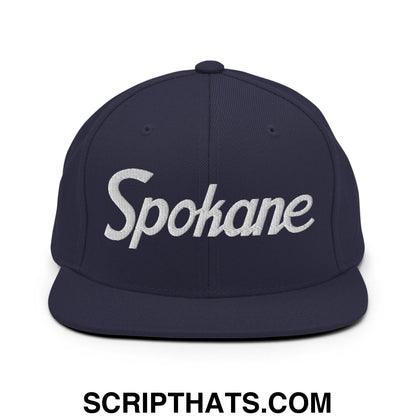 Spokane Script Snapback Hat Navy