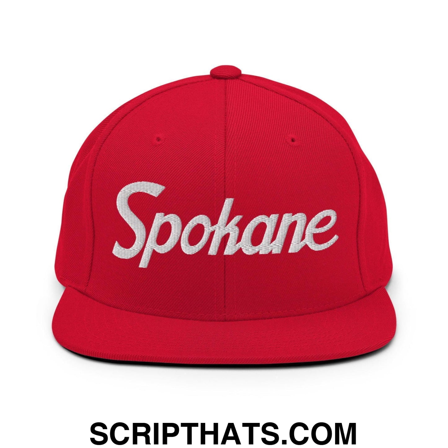 Spokane Script Snapback Hat Red
