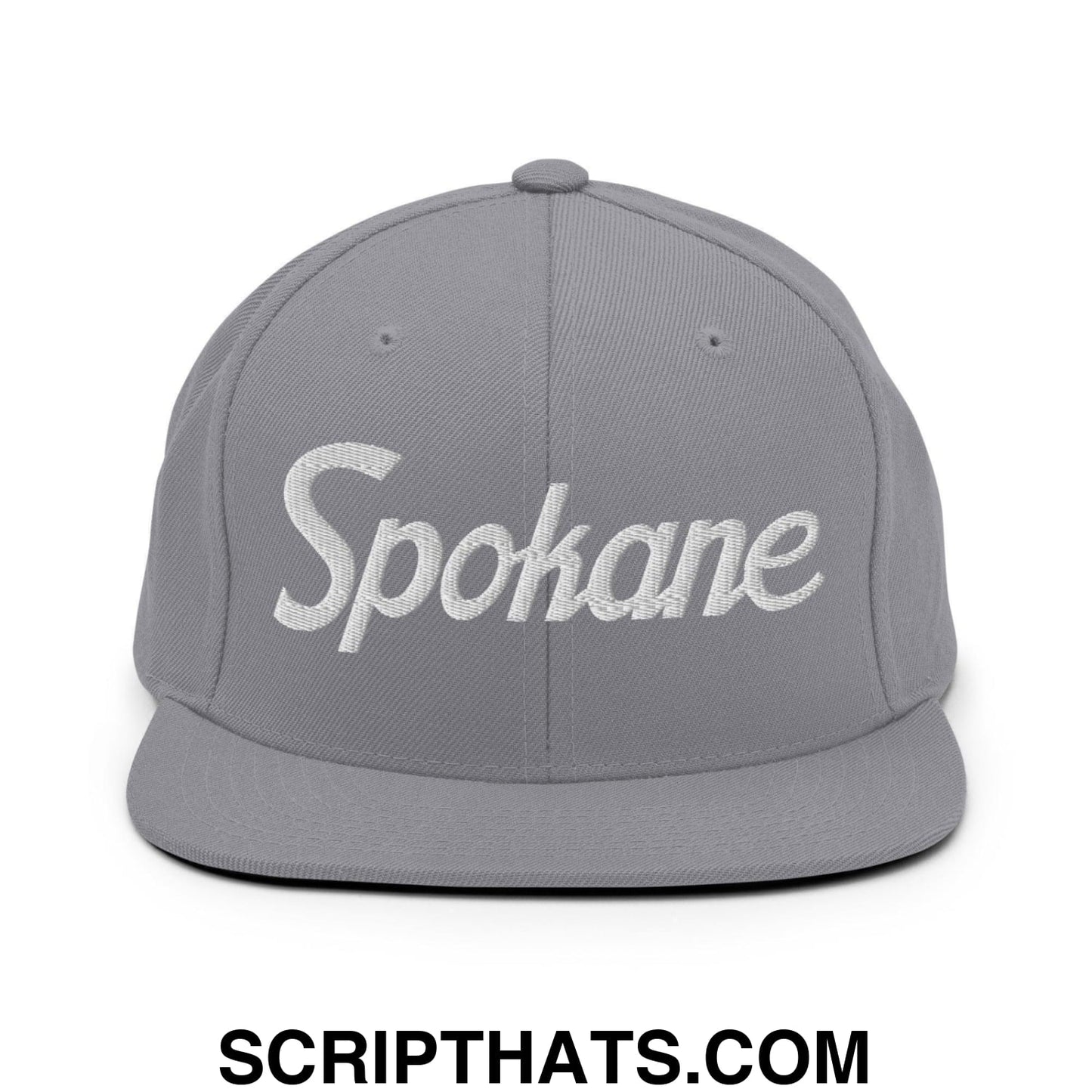 Spokane Script Snapback Hat Silver