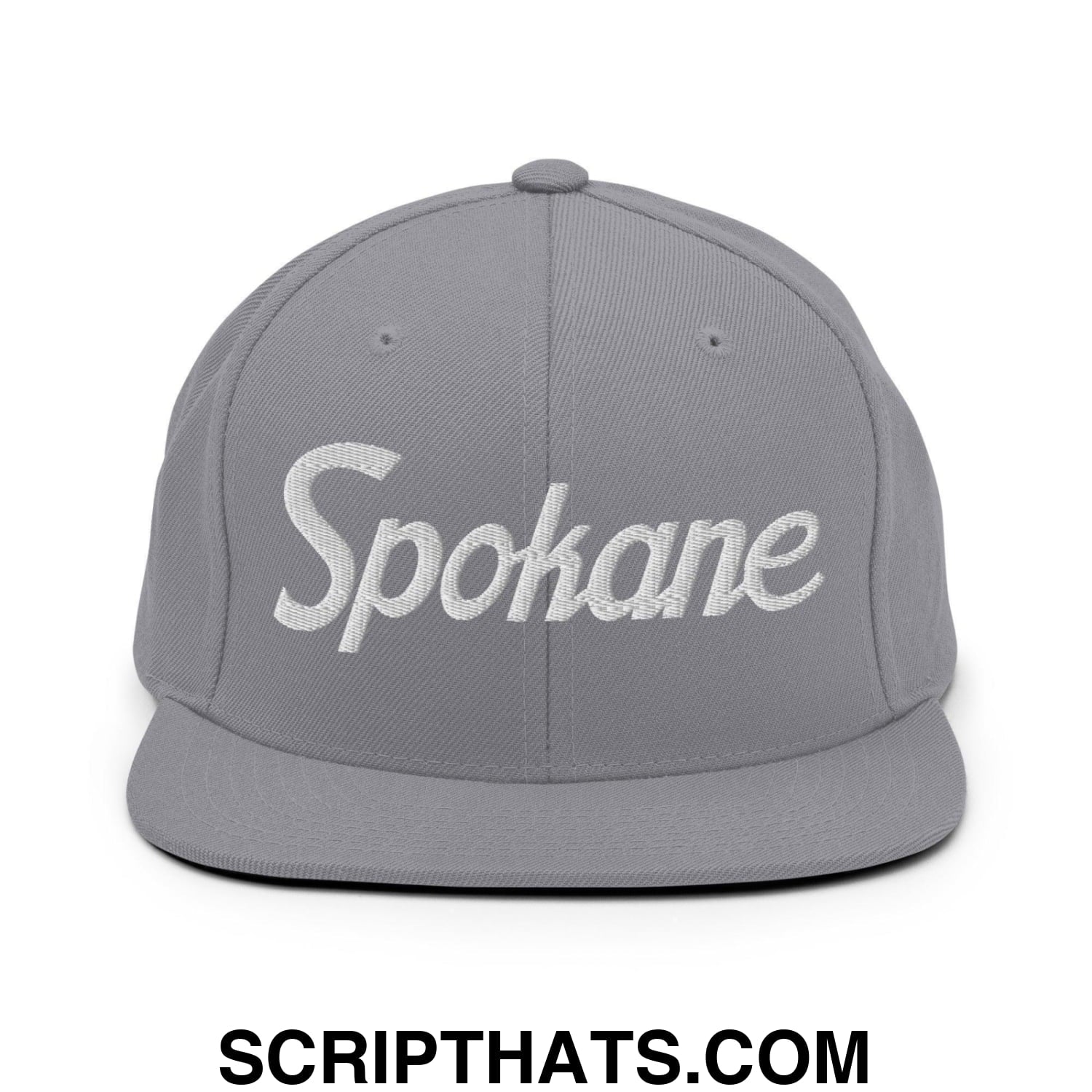 Spokane Script Snapback Hat Silver