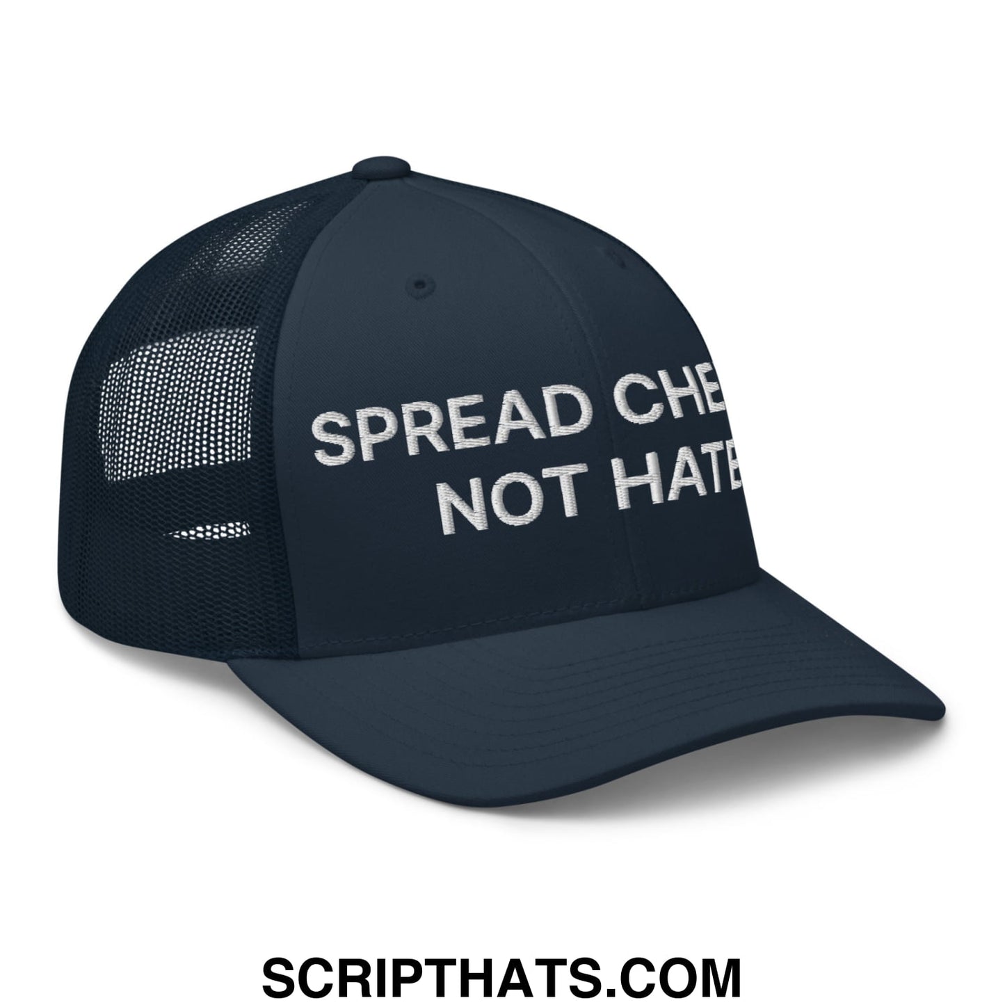 Spread Cheeks not Hate Embroidered Mesh Trucker Hat Navy