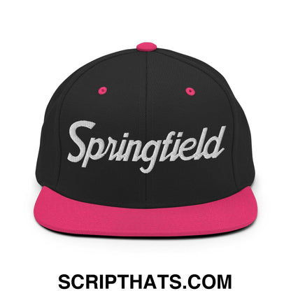 Springfield Script Snapback Hat Black Neon Pink