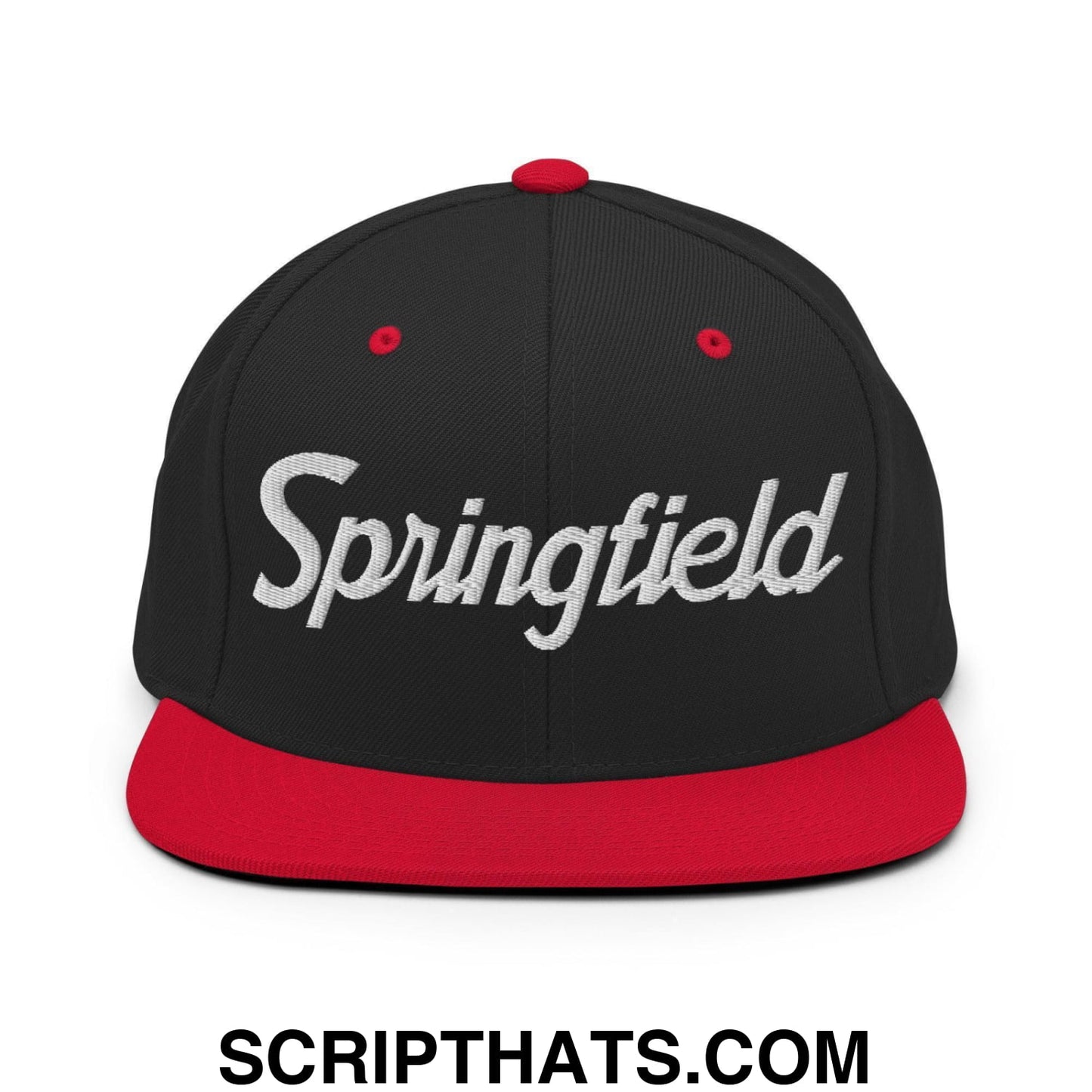 Springfield Script Snapback Hat Black Red