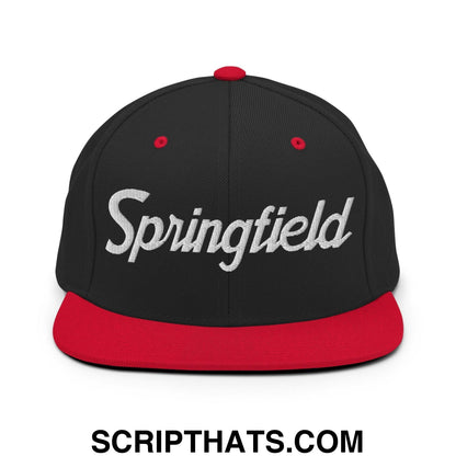 Springfield Script Snapback Hat Black Red