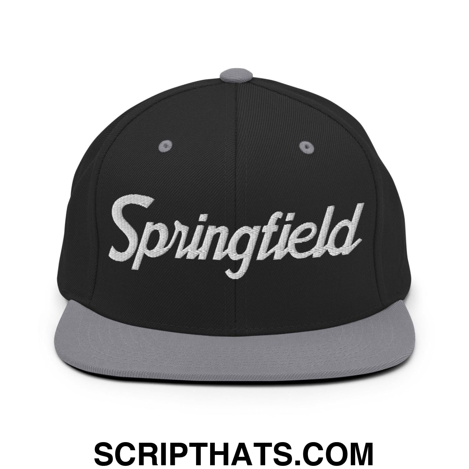 Springfield Script Snapback Hat Black Silver