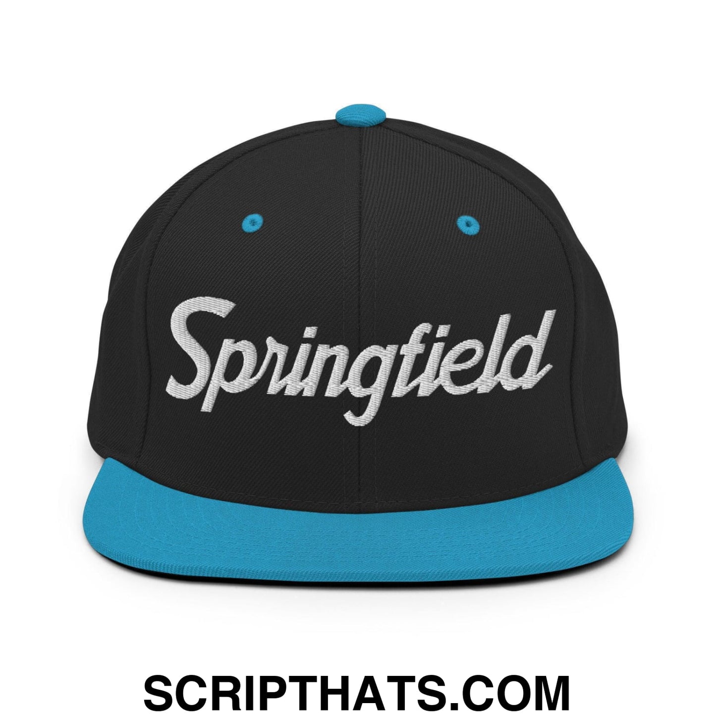 Springfield Script Snapback Hat Black Teal