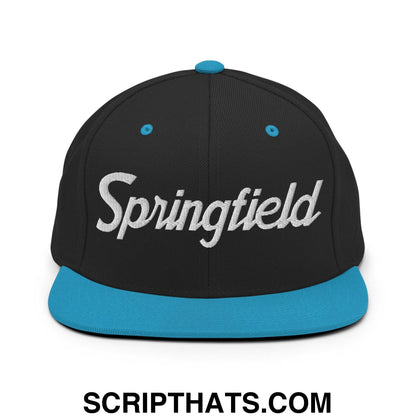 Springfield Script Snapback Hat Black Teal