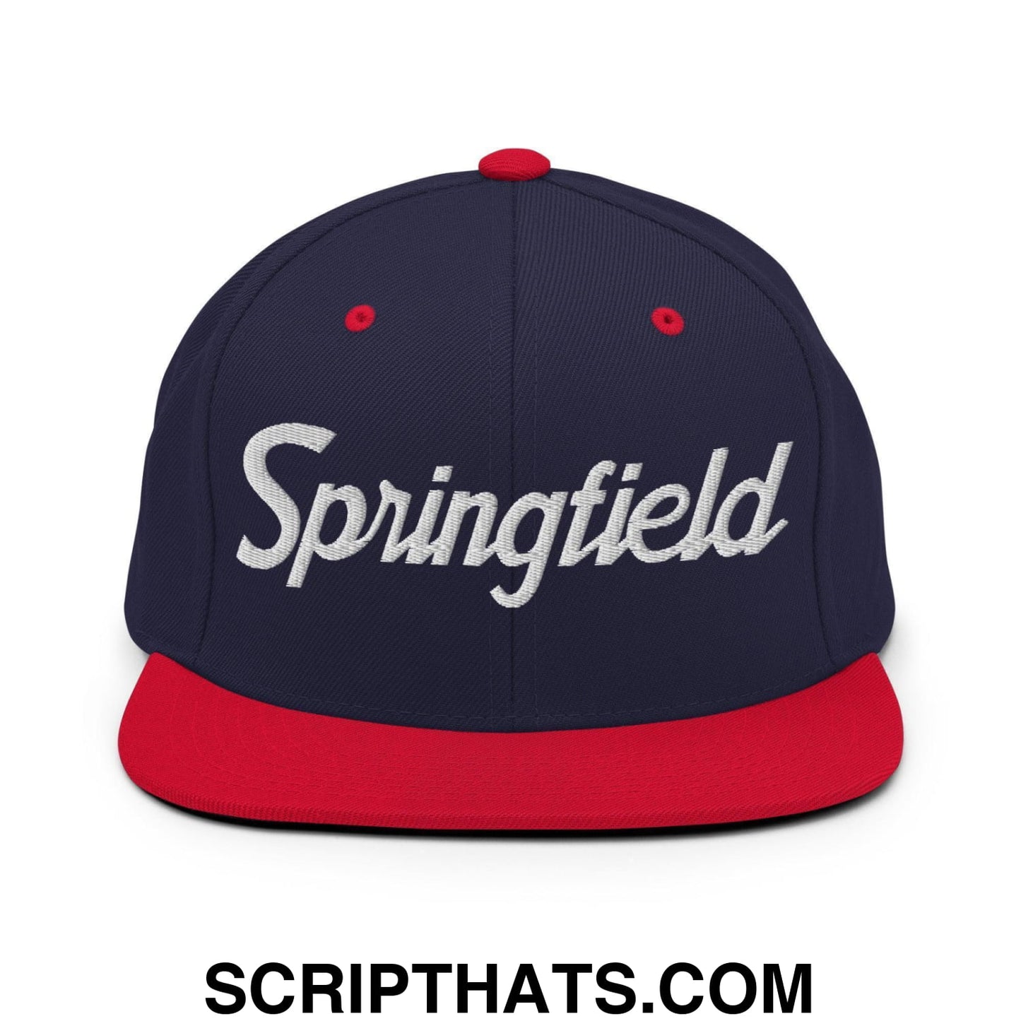 Springfield Script Snapback Hat Navy Red