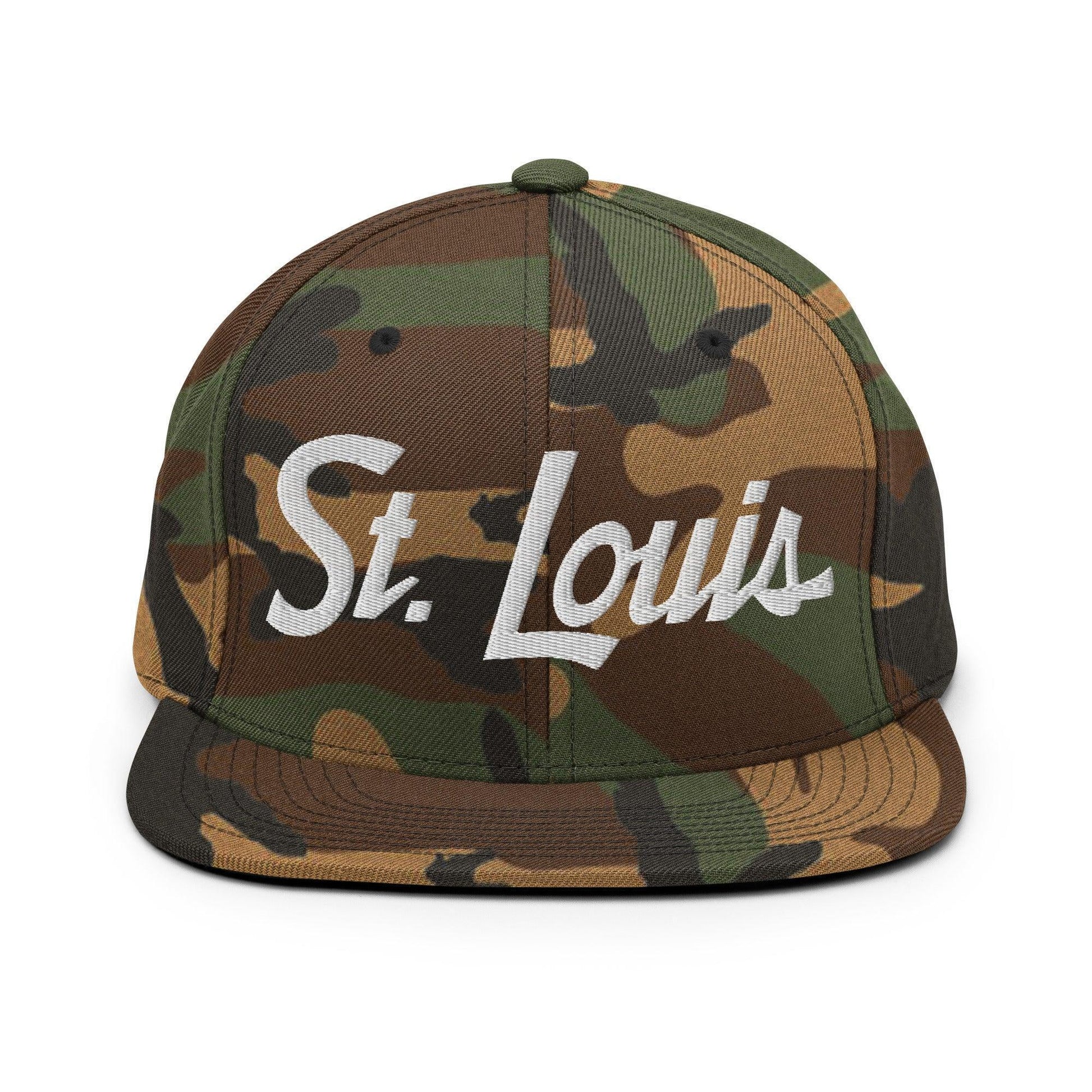 St. Louis Script Snapback Hat Green Camo