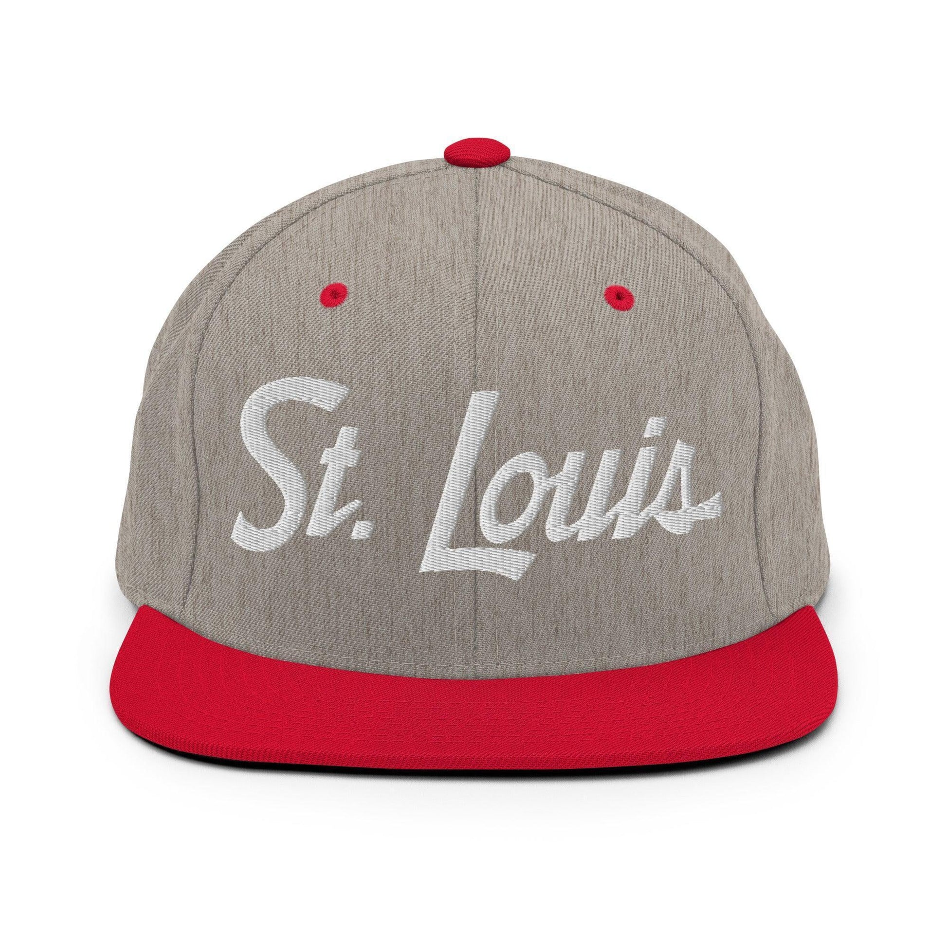 St. Louis Script Snapback Hat Heather Grey/ Red