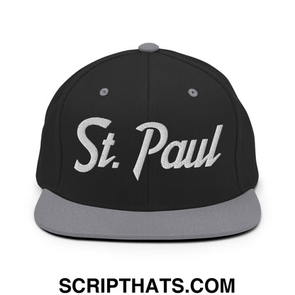 St. Paul Script Snapback Hat Black Silver