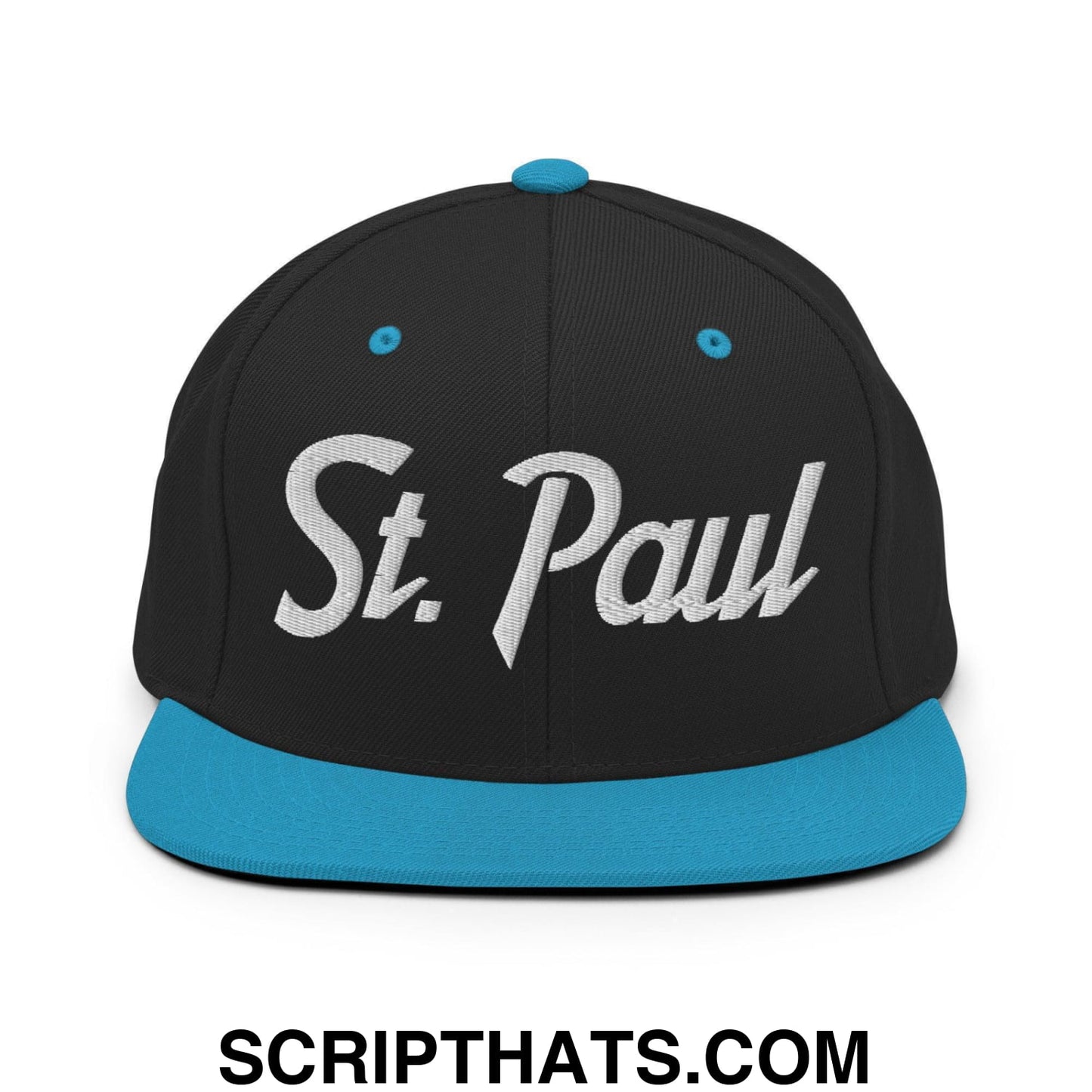 St. Paul Script Snapback Hat Black Teal