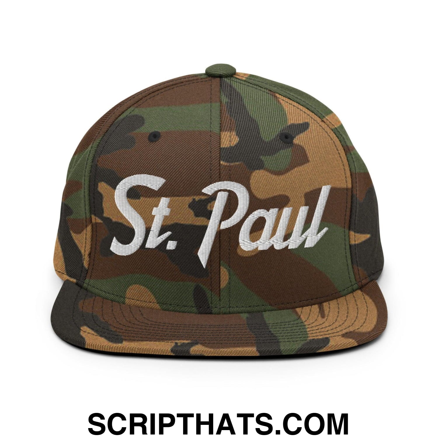 St. Paul Script Snapback Hat Green Camo