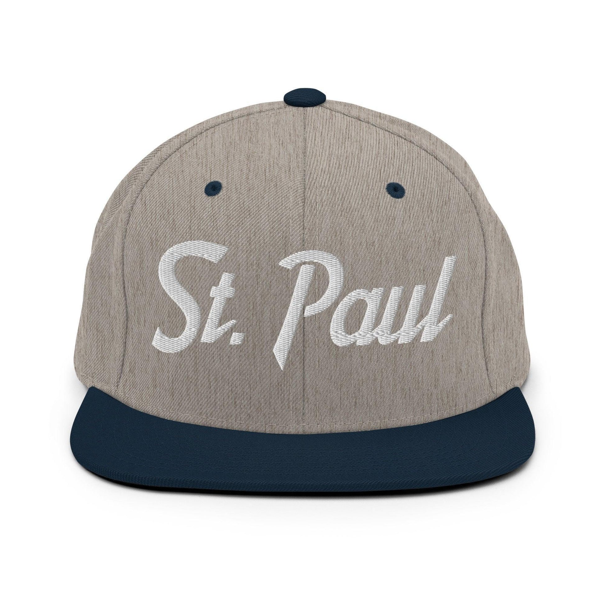 St. Paul Script Snapback Hat Heather Grey/ Navy