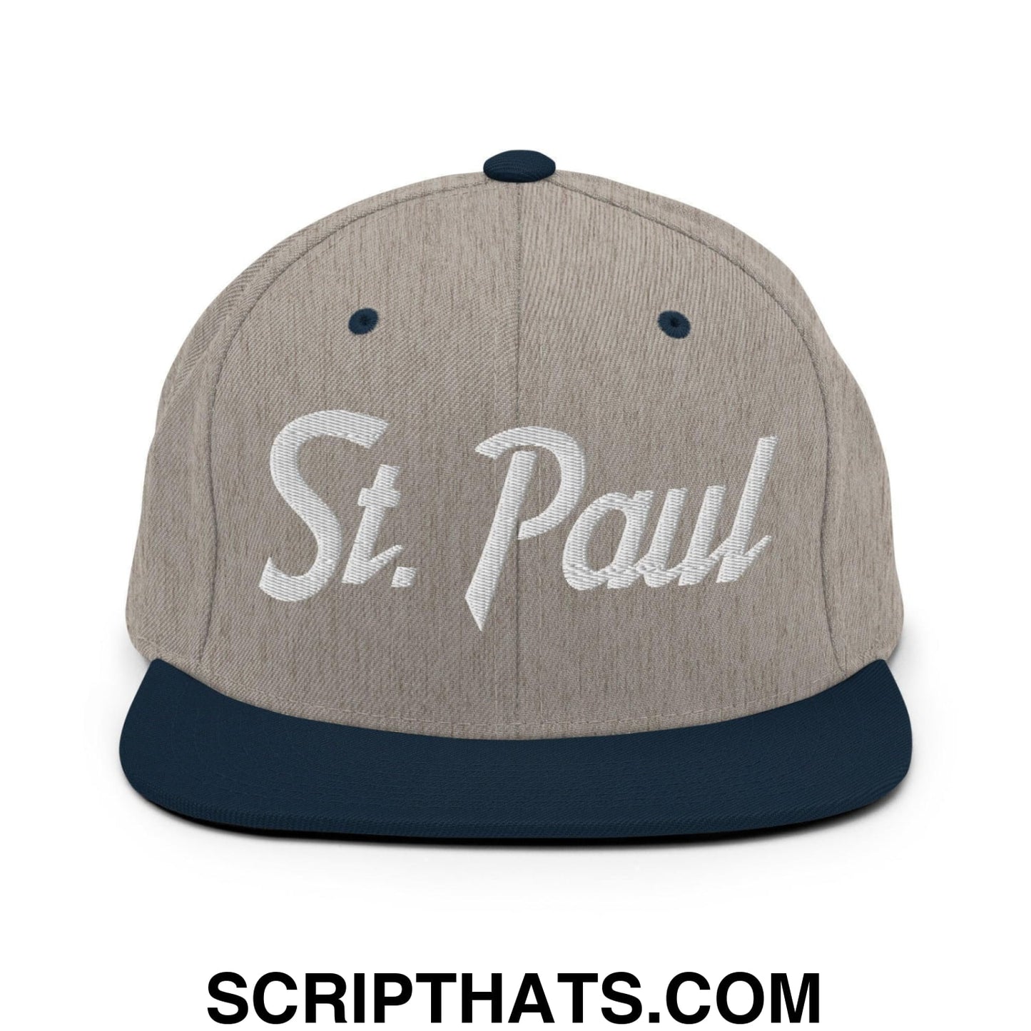 St. Paul Script Snapback Hat Heather Grey Navy