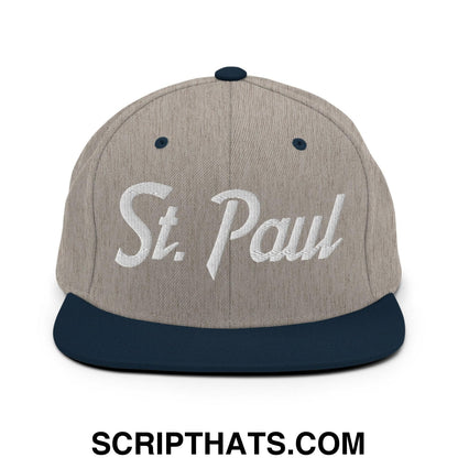St. Paul Script Snapback Hat Heather Grey Navy