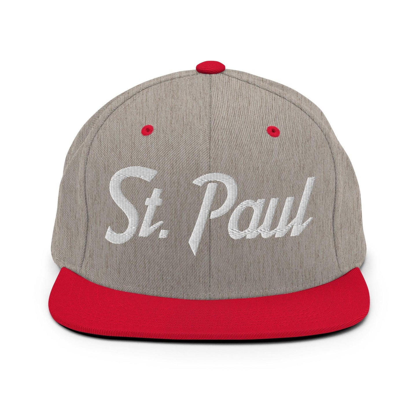 St. Paul Script Snapback Hat Heather Grey/ Red