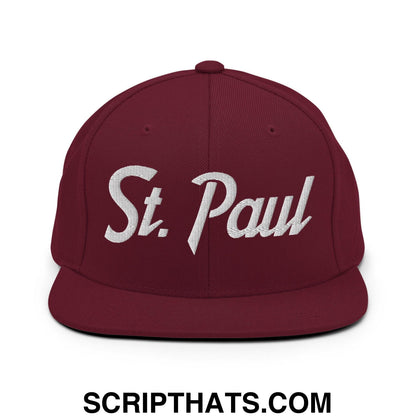 St. Paul Script Snapback Hat Maroon