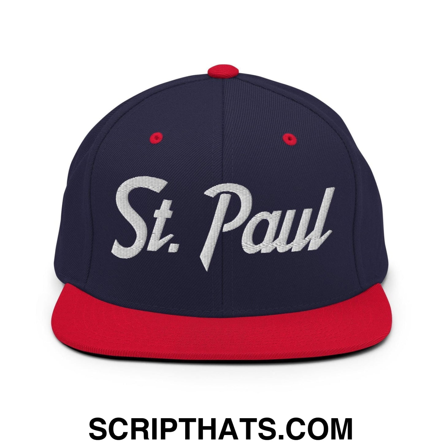 St. Paul Script Snapback Hat Navy Red