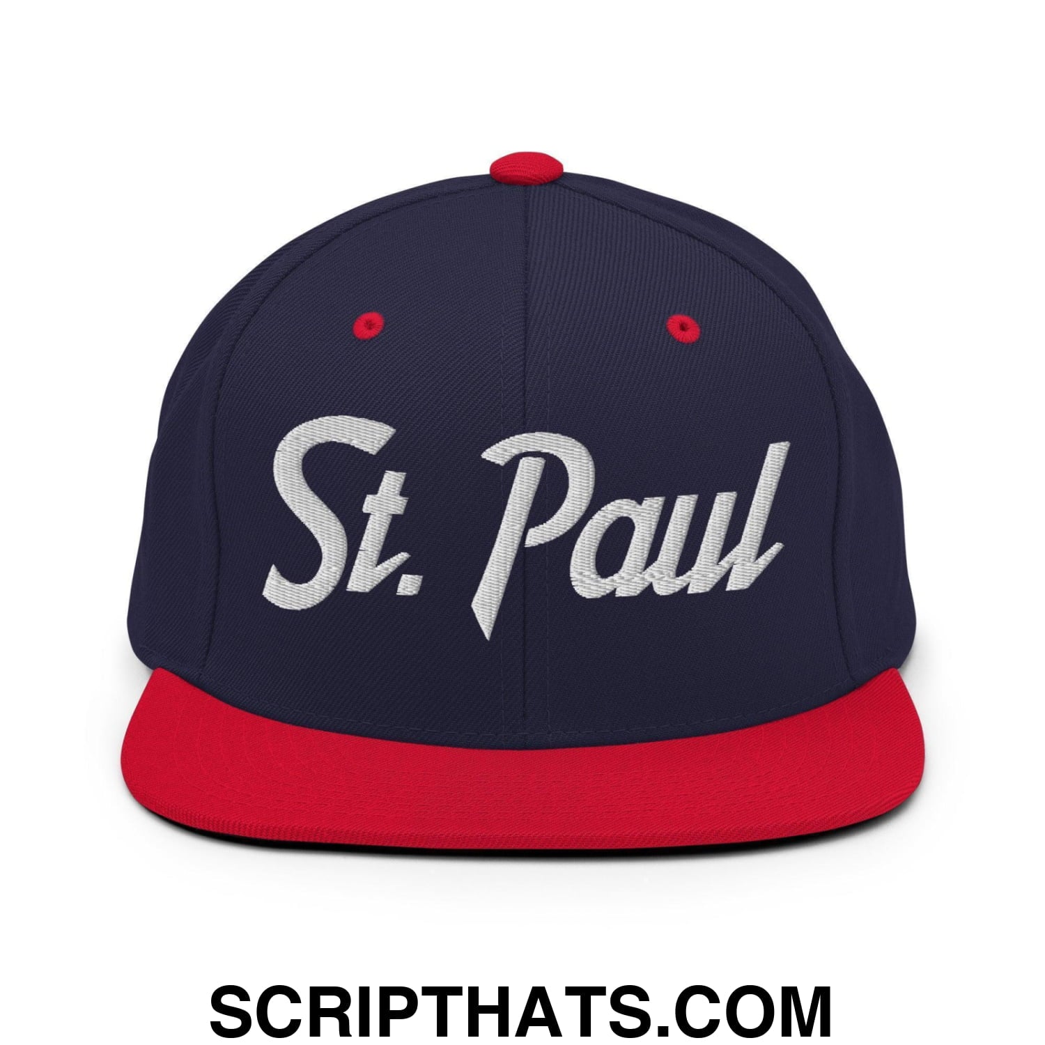 St. Paul Script Snapback Hat Navy Red