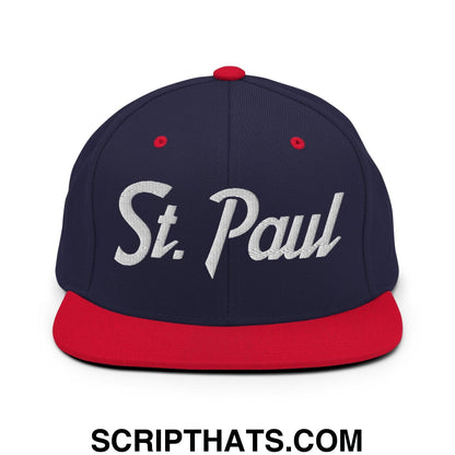 St. Paul Script Snapback Hat Navy Red
