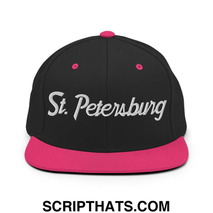 St. Petersburg Script Snapback Hat Black Neon Pink