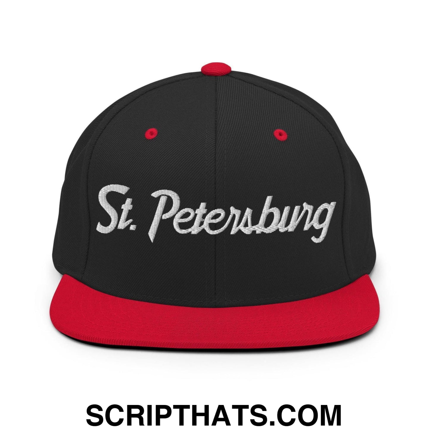 St. Petersburg Script Snapback Hat Black Red