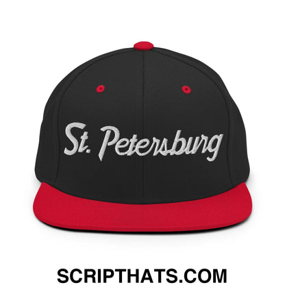St. Petersburg Script Snapback Hat Black Red