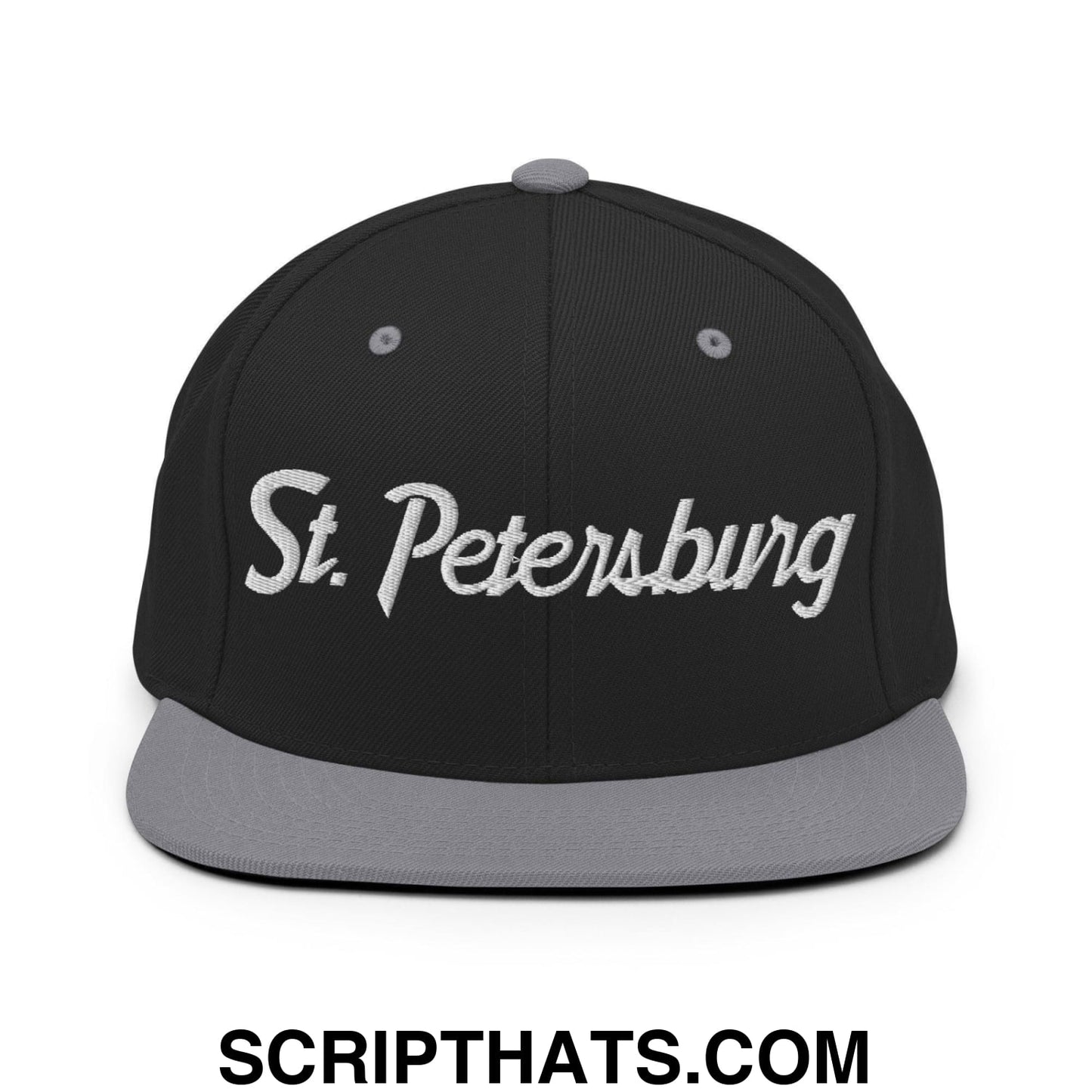 St. Petersburg Script Snapback Hat Black Silver
