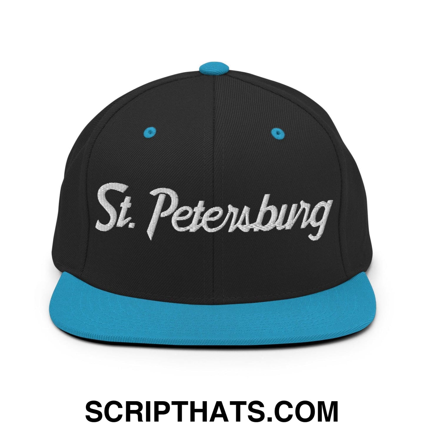 St. Petersburg Script Snapback Hat Black Teal
