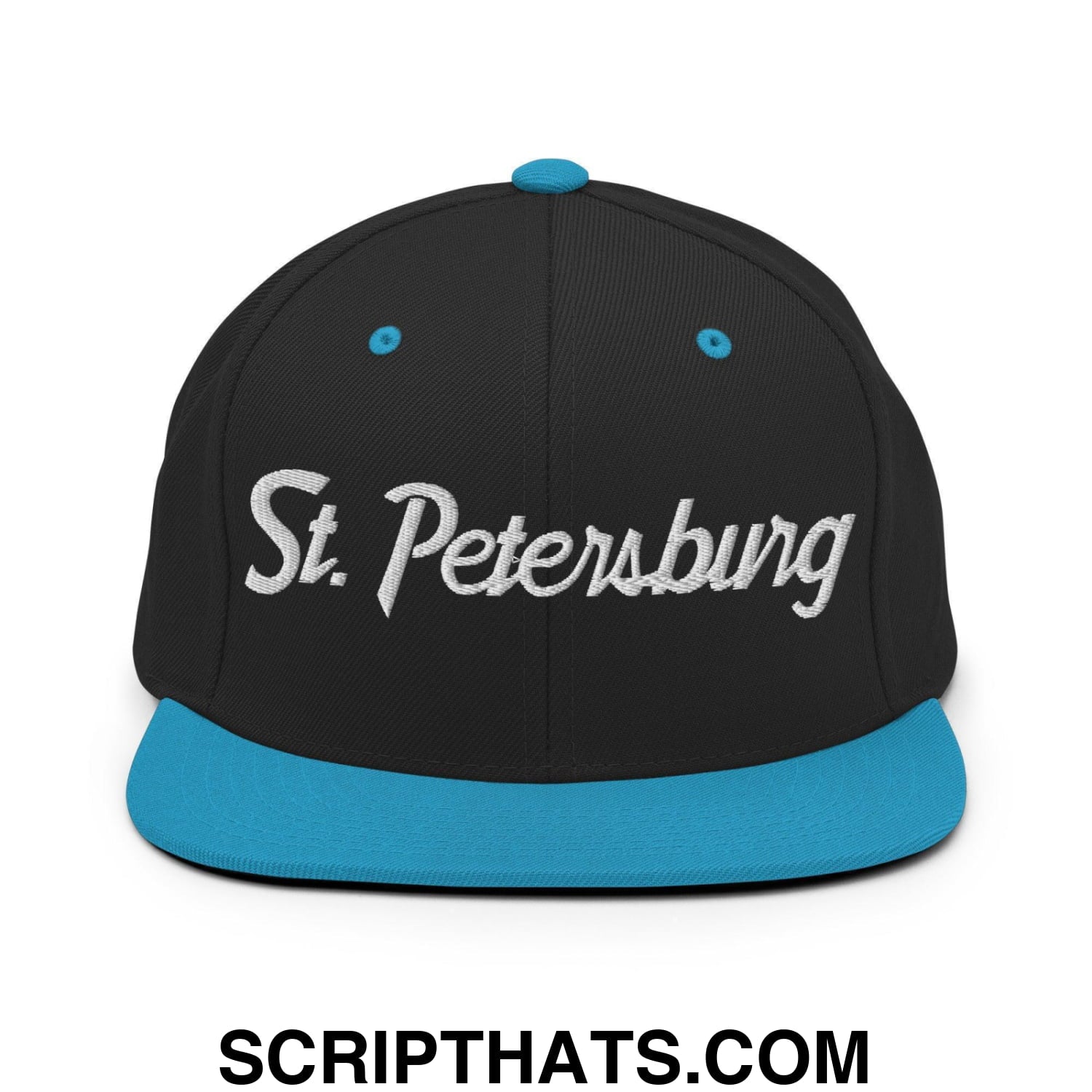 St. Petersburg Script Snapback Hat Black Teal