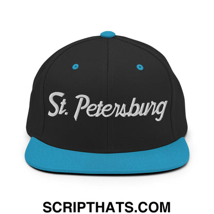 St. Petersburg Script Snapback Hat Black Teal