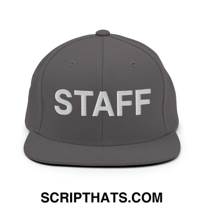 Staff Uniform Work Embroidered Flat Bill Brim Snapback Hat Dark Grey