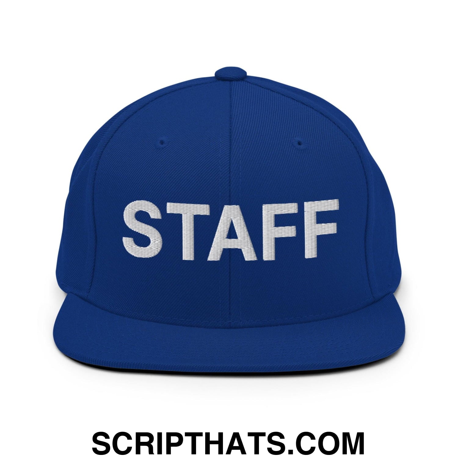 Staff Uniform Work Embroidered Flat Bill Brim Snapback Hat Royal Blue
