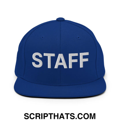 Staff Uniform Work Embroidered Flat Bill Brim Snapback Hat Royal Blue
