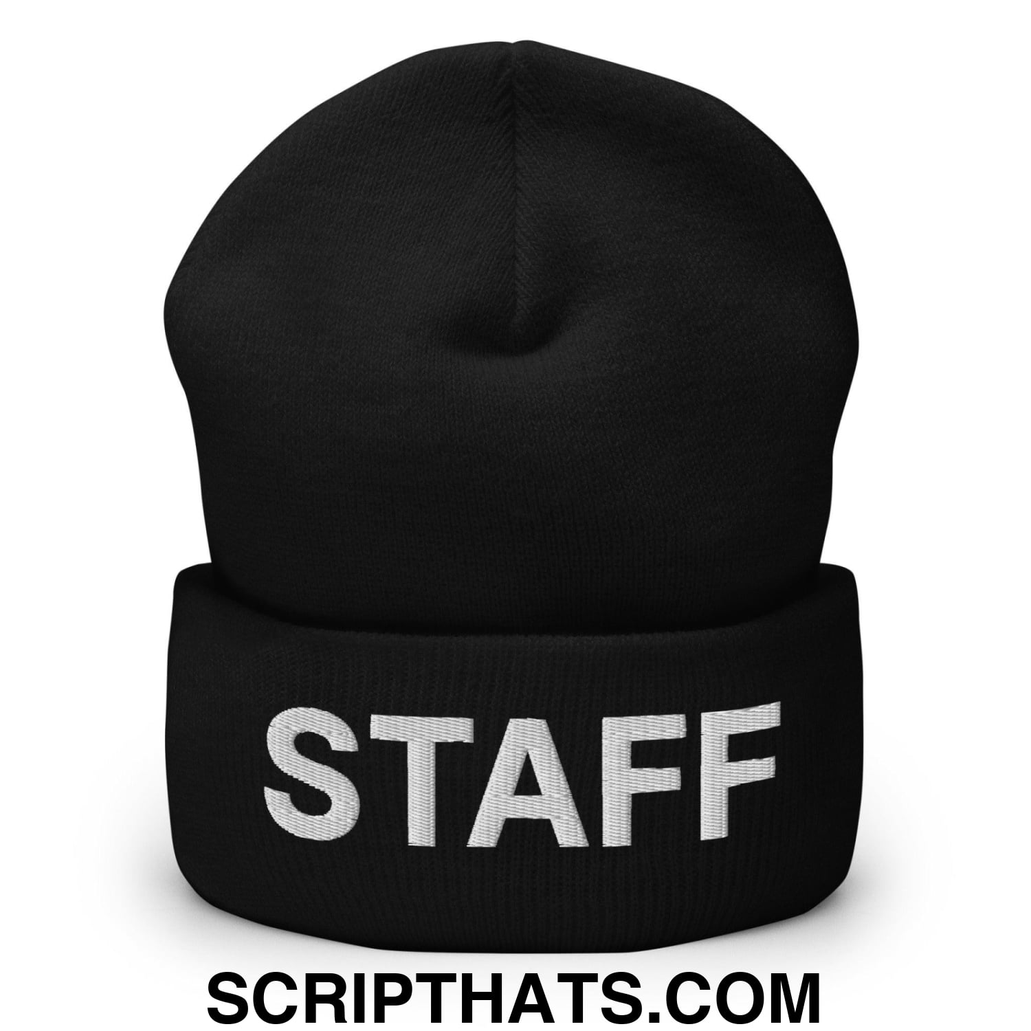 Staff Uniform Work Embroidered Knit Cuffed Beanie Black