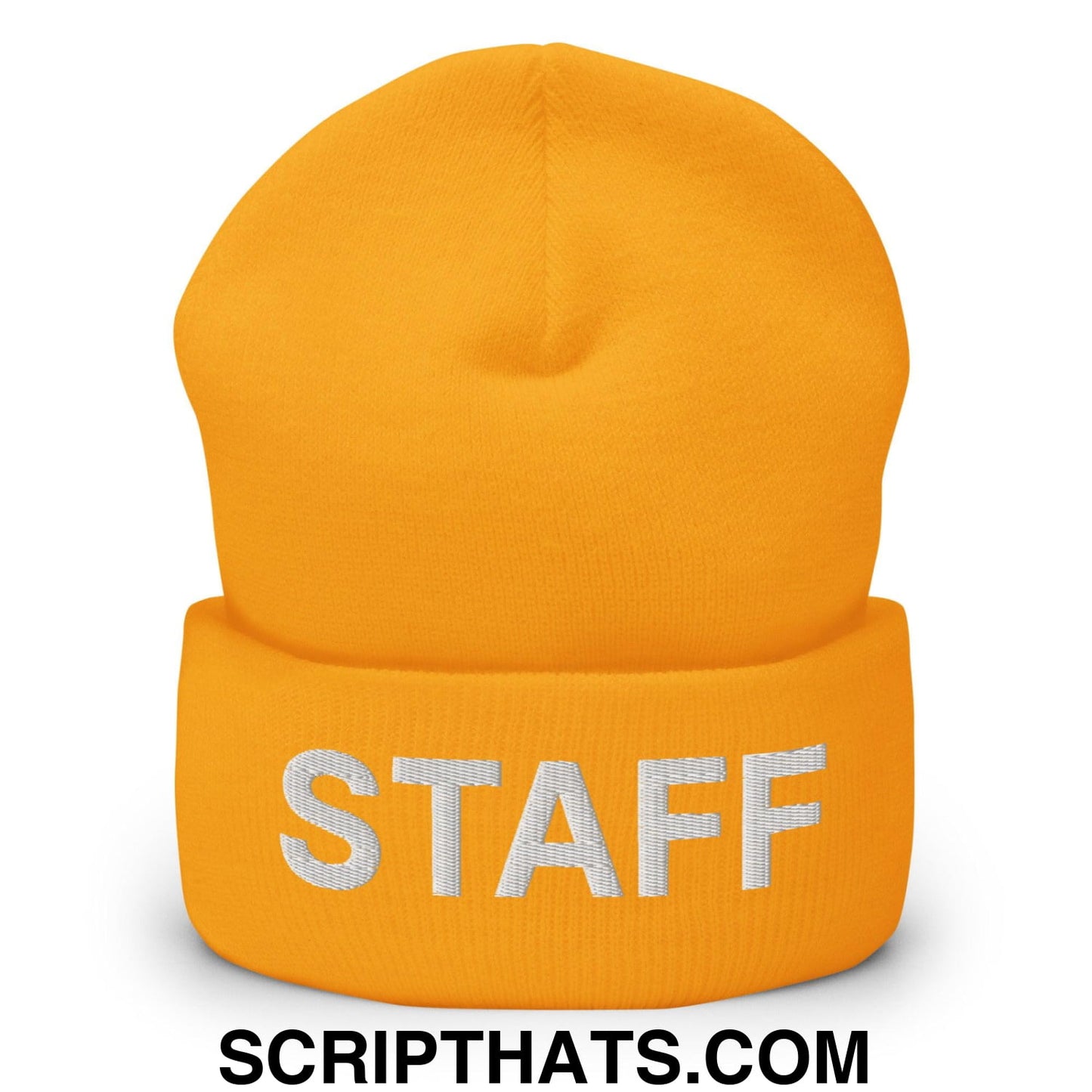 Staff Uniform Work Embroidered Knit Cuffed Beanie Gold