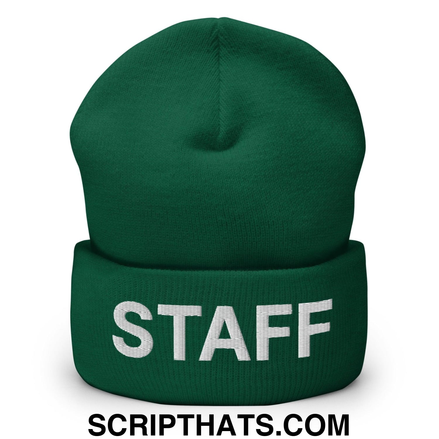 Staff Uniform Work Embroidered Knit Cuffed Beanie Spruce