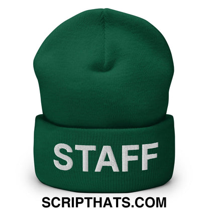 Staff Uniform Work Embroidered Knit Cuffed Beanie Spruce