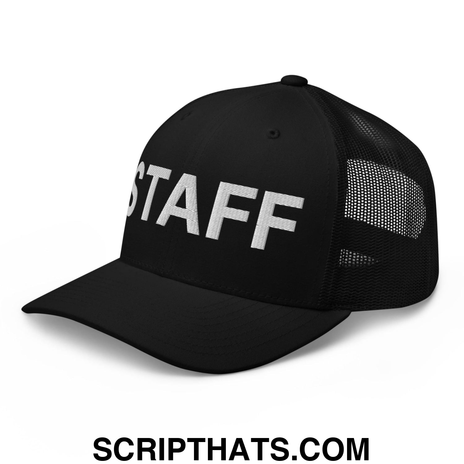 Staff Uniform Work Embroidered Mesh Trucker Hat Black