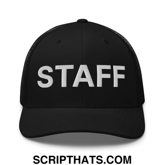 Staff Uniform Work Embroidered Mesh Trucker Hat Black