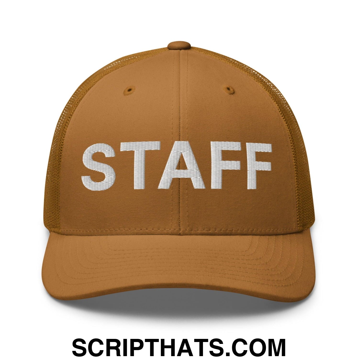 Staff Uniform Work Embroidered Mesh Trucker Hat Caramel
