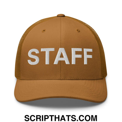 Staff Uniform Work Embroidered Mesh Trucker Hat Caramel
