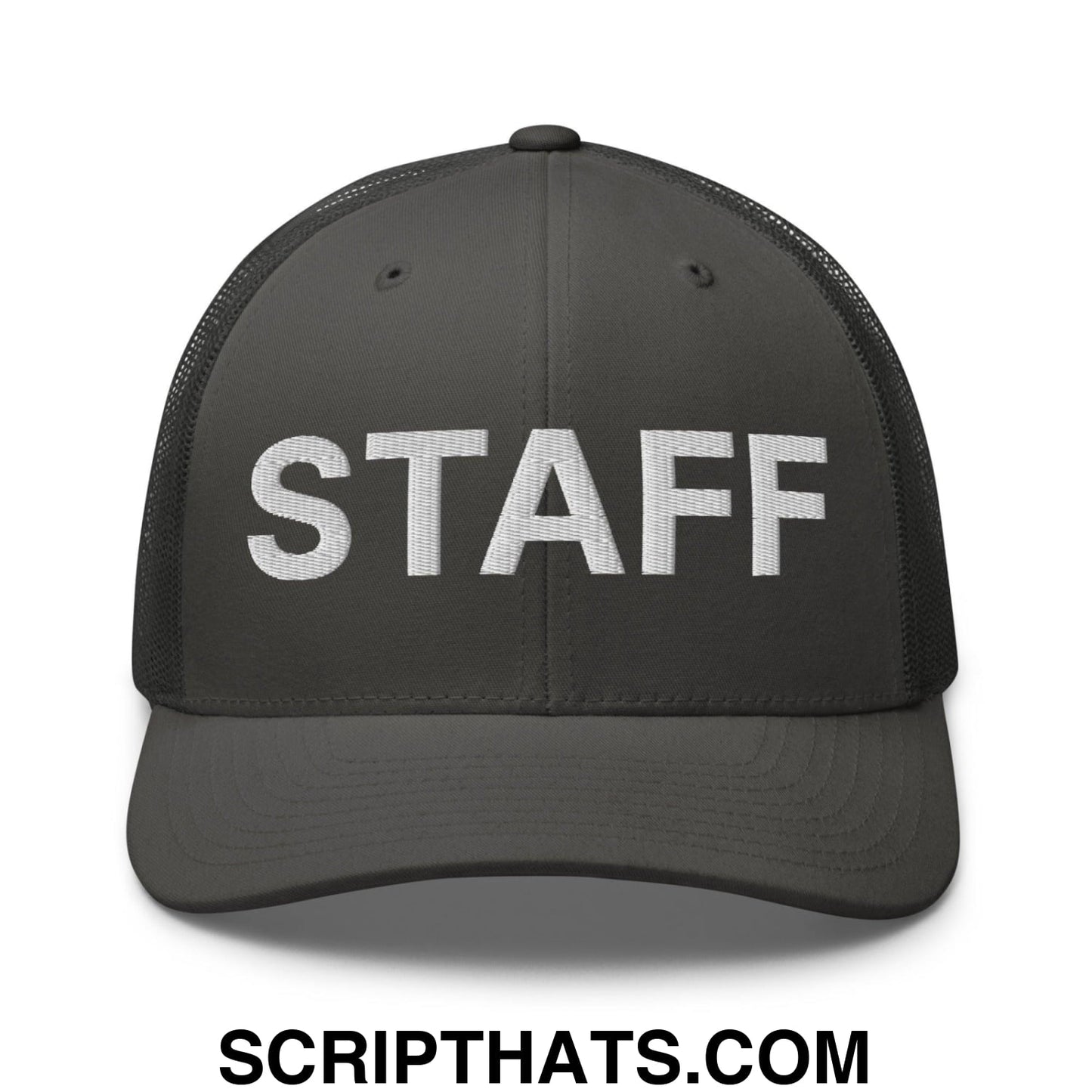 Staff Uniform Work Embroidered Mesh Trucker Hat Charcoal